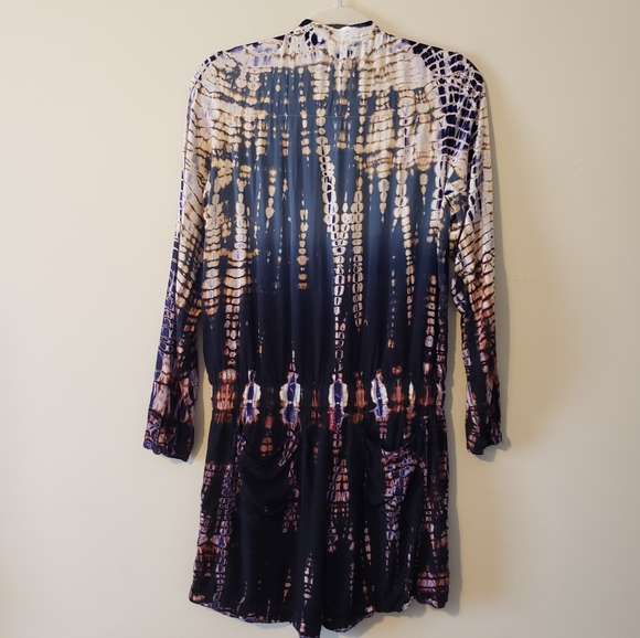 HARD TAIL Forever | Long Sleeve Ombré Tie-Dye Romper Small Bohemian Hippie - Picture 3 of 10